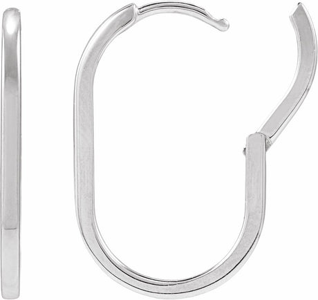 Sterling Silver Elongated Oval 23.6 mm Hoop Earrings