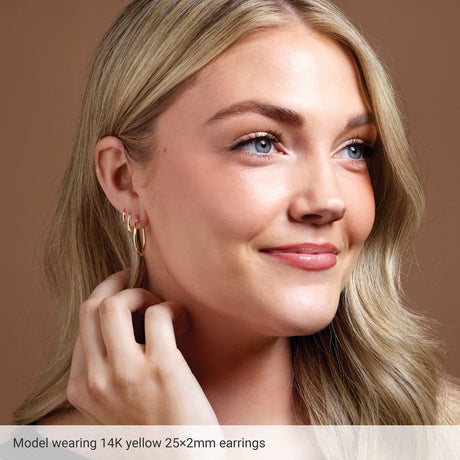 14K Rose Gold Tube 15 mm Hoop Earrings