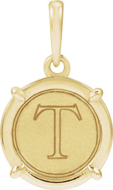 14K Yellow Gold Engravable Round Pendant