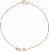 14K Rose Initial N 6 1/2-7 1/2" Bracelet
