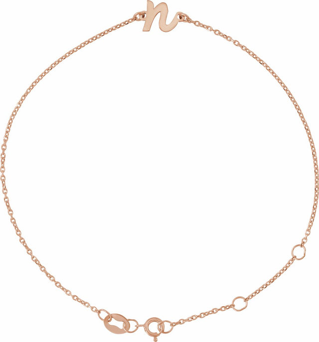 14K Rose Initial N 6 1/2-7 1/2" Bracelet