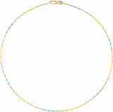 14K Yellow Gold-Filled 1.7 mm Multicolor Enamel Bead Cable 24" Chain