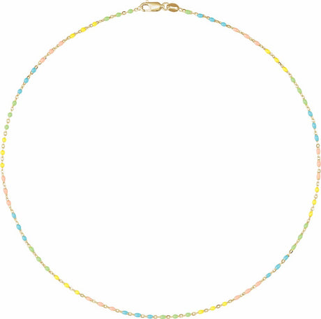 14K Yellow Gold-Filled 1.7 mm Multicolor Enamel Bead Cable 16" Chain