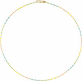 14K Yellow Gold-Filled 1.7 mm Multicolor Enamel Bead Cable 16" Chain