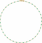 14K Yellow Gold-Filled 1.6 mm Green Enamel Bead Paperclip-Style 20" Chain