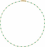 14K Yellow Gold-Filled 1.6 mm Green Enamel Bead Paperclip-Style 20" Chain