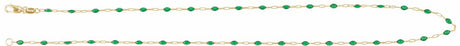 14K Yellow Gold-Filled 1.6 mm Green Enamel Bead Paperclip-Style 20" Chain