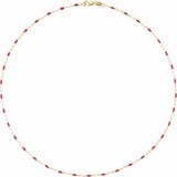 14K Yellow Gold-Filled 1.6 mm Pink Enamel Bead Paperclip-Style 16" Chain