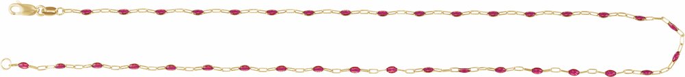 14K Yellow Gold-Filled 1.6 mm Pink Enamel Bead Paperclip-Style 16" Chain