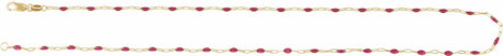 14K Yellow Gold-Filled 1.6 mm Pink Enamel Bead Paperclip-Style 16" Chain