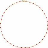 14K Yellow Gold-Filled 1.6 mm Red Enamel Bead Paperclip-Style 20" Chain