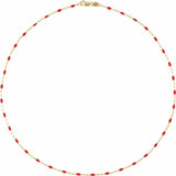 14K Yellow Gold-Filled 1.6 mm Red Enamel Bead Paperclip-Style 20" Chain