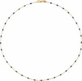 14K Yellow Gold-Filled 1.6 mm Blue Enamel Bead Paperclip-Style 16" Chain