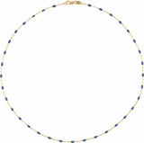 14K Yellow Gold-Filled 1.6 mm Blue Enamel Bead Paperclip-Style 20" Chain