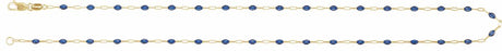 14K Yellow Gold-Filled 1.6 mm Blue Enamel Bead Paperclip-Style 18" Chain