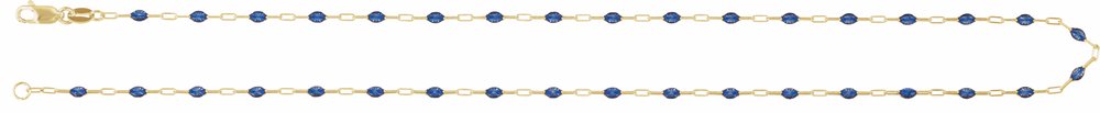 14K Yellow Gold-Filled 1.6 mm Blue Enamel Bead Paperclip-Style 16" Chain
