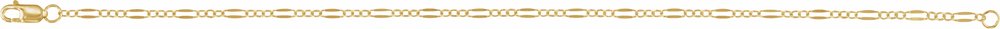 14K Yellow Gold-Filled 2.3 mm Dapped Cable 7" Chain