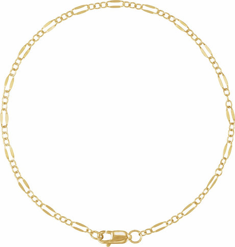 14K Yellow Gold-Filled 2.3 mm Dapped Cable 7" Chain