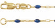 14K Yellow Gold-Filled 1.6 mm Blue Enamel Bead Paperclip-Style 7" Chain