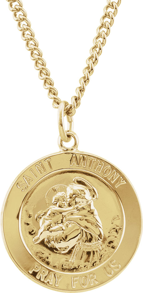 24K Yellow Gold-Plated Stainless Steel 22 mm St. Anthony 24" Necklace