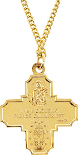 24K Yellow Gold-Plated Sterling Silver Four-Way Cross 24" Necklace