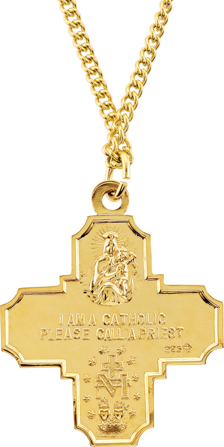 24K Yellow Gold-Plated Sterling Silver Four-Way Cross 24" Necklace