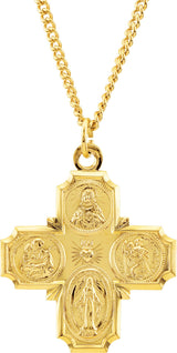 24K Yellow Gold-Plated Sterling Silver Four-Way Cross 24" Necklace