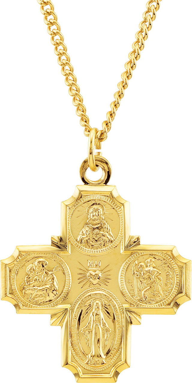 24K Yellow Gold-Plated Sterling Silver Four-Way Cross 24" Necklace