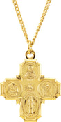 24K Yellow Gold-Plated Sterling Silver Four-Way Cross 24" Necklace