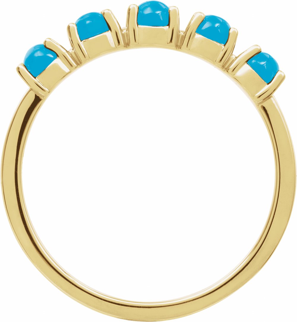 14K Yellow Gold Natural Turquoise Cabochon Stackable Ring