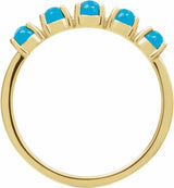 14K Yellow Gold Natural Turquoise Cabochon Stackable Ring