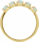 14K Yellow Gold Natural White Opal Cabochon Stackable Ring