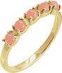 14K Yellow Gold Natural Pink Coral Cabochon Stackable Ring