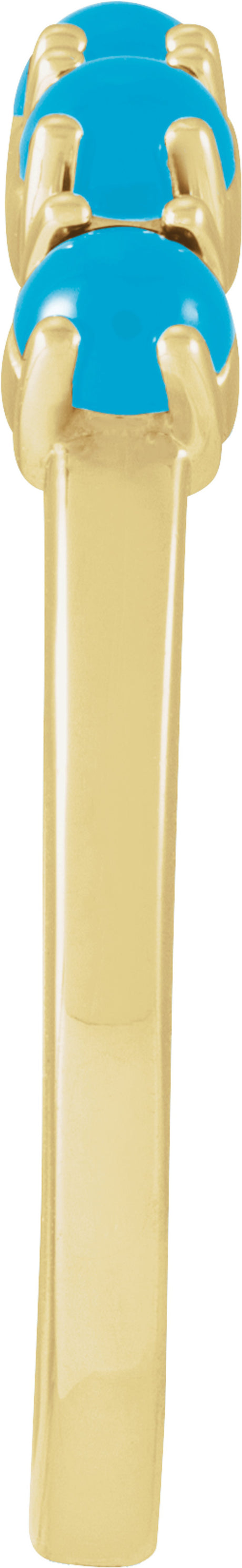 14K Yellow Gold Natural Turquoise Cabochon Stackable Ring
