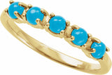 14K Yellow Gold Natural Turquoise Cabochon Stackable Ring