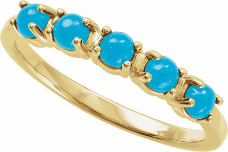14K Yellow Gold Natural Turquoise Cabochon Stackable Ring