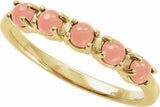 14K Yellow Gold Natural Pink Coral Cabochon Stackable Ring