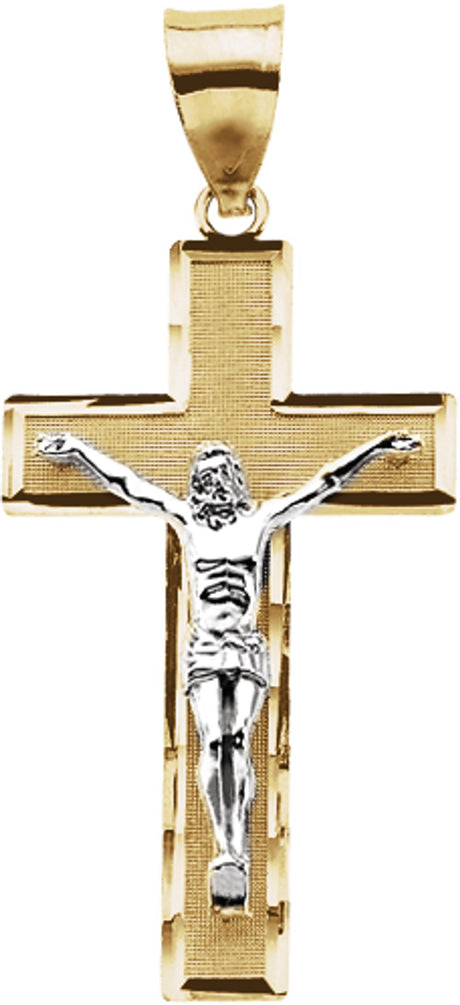 14K Yellow/White 32.2x18.7 mm Crucifix Pendant