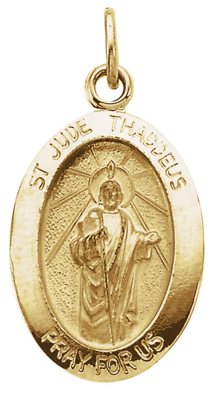 14K Yellow Gold 19x13.5 mm Oval St. Jude Thaddeus Medal  