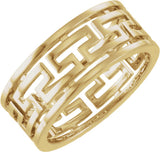 14K Yellow Gold Pierced Greek Key Band