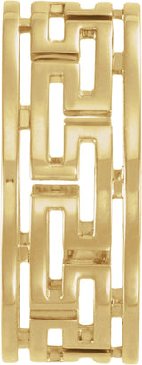14K Yellow Gold Pierced Greek Key Band