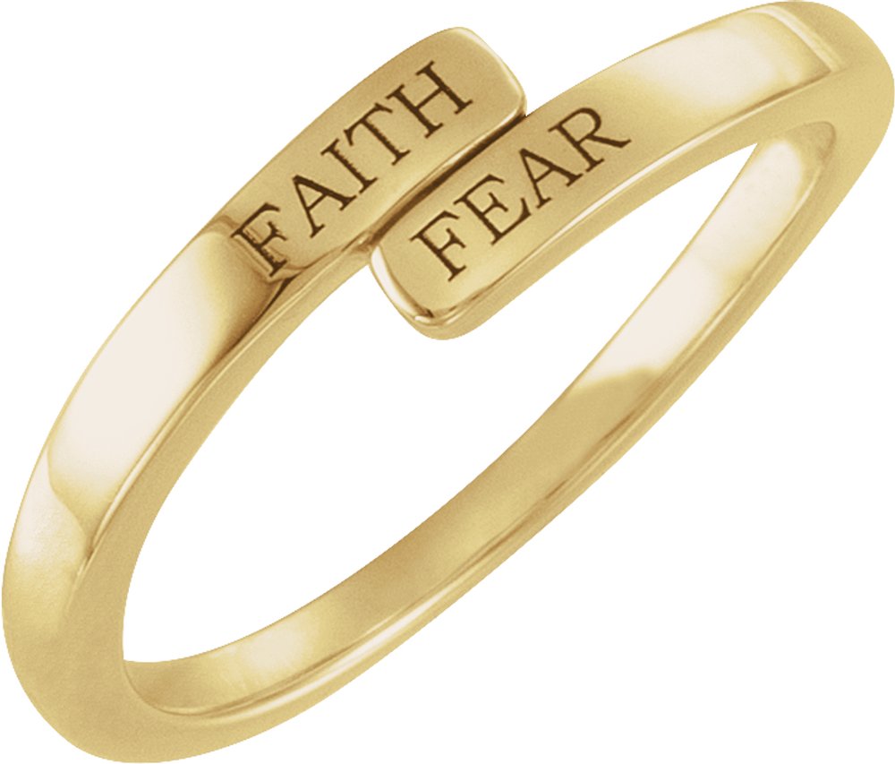14K Yellow Gold Faith Over Fear Bypass Ring