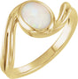 14K Yellow Gold Natural White Opal Cabochon Ring