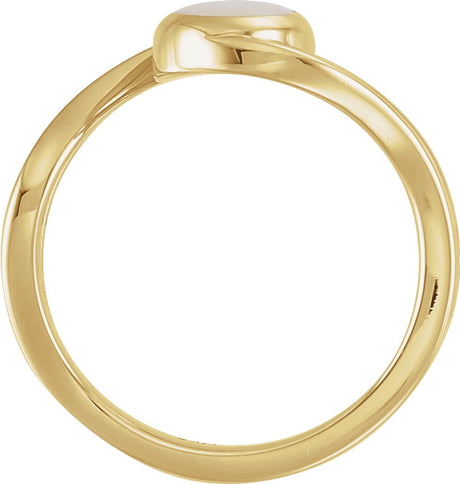 14K Yellow Gold Natural White Opal Cabochon Ring