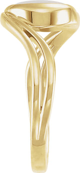 14K Yellow Gold  Natural White Opal Cabochon Ring