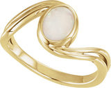 14K Yellow Gold Natural White Opal Cabochon Ring