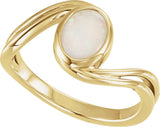 14K Yellow Gold Natural White Opal Cabochon Ring