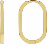 14K Yellow Gold Elongated Oval 20 mm Hoop Earrings