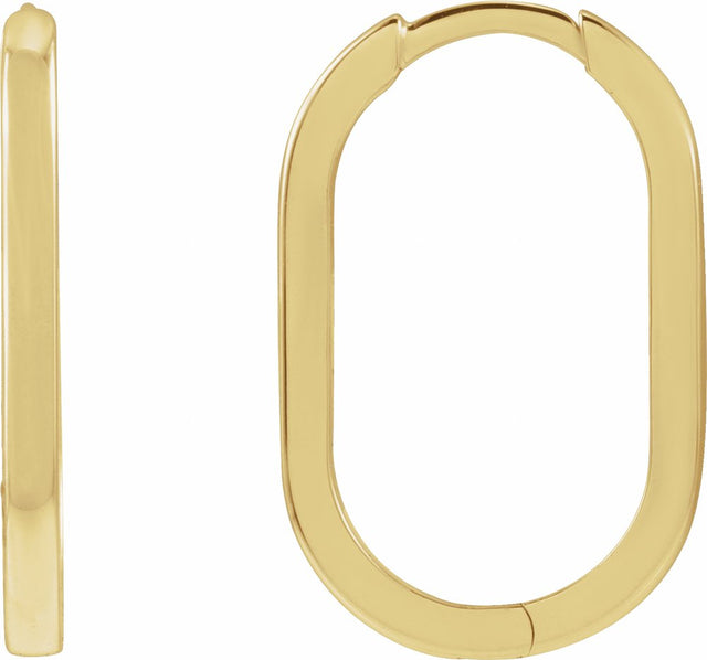 14K Yellow Gold Elongated Oval 20 mm Hoop Earrings