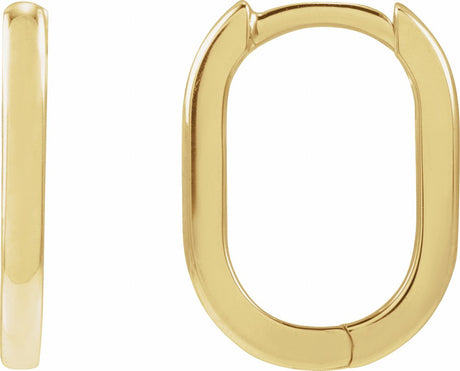 14K Yellow Gold Elongated Oval 14 mm Hoop Earrings